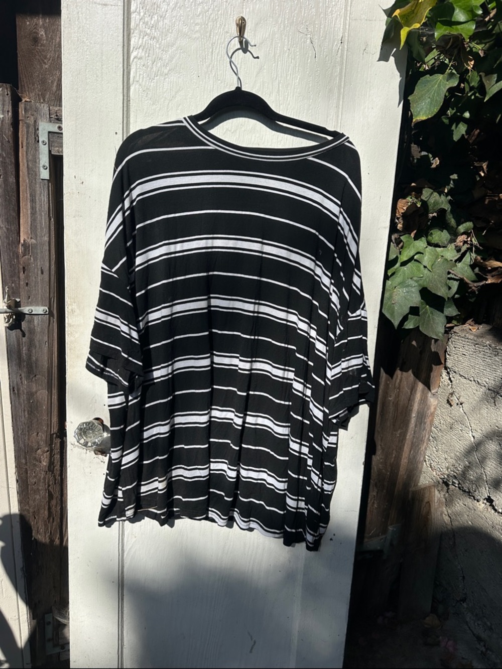 SHEIN Black and White Striped Tunic Top